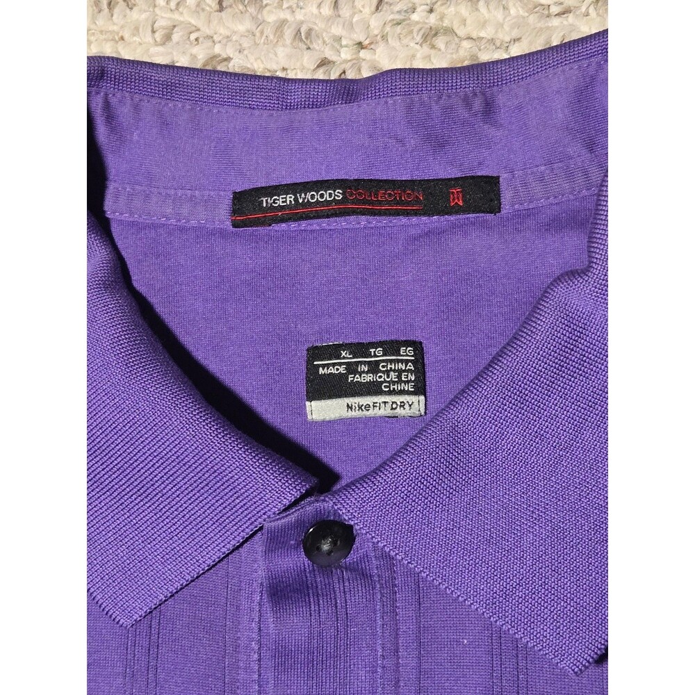 Tiger Woods Nike Golf Dri-FIT Polo Men's XL Purple Stripes - Picture 3 of 7